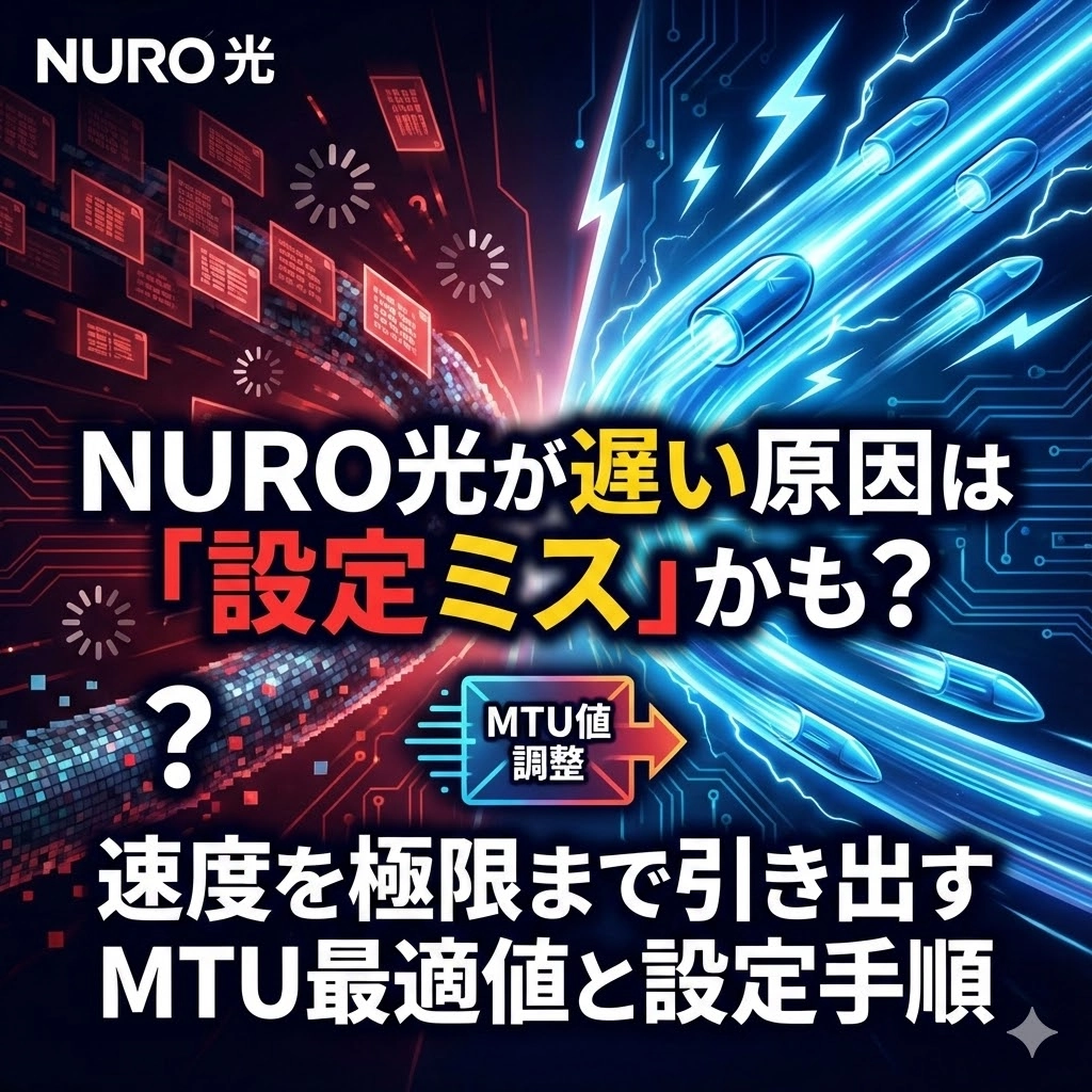 NURO光が遅い原因は「設定ミス」かも？速度を極限まで引き出すMTU最適値と設定手順