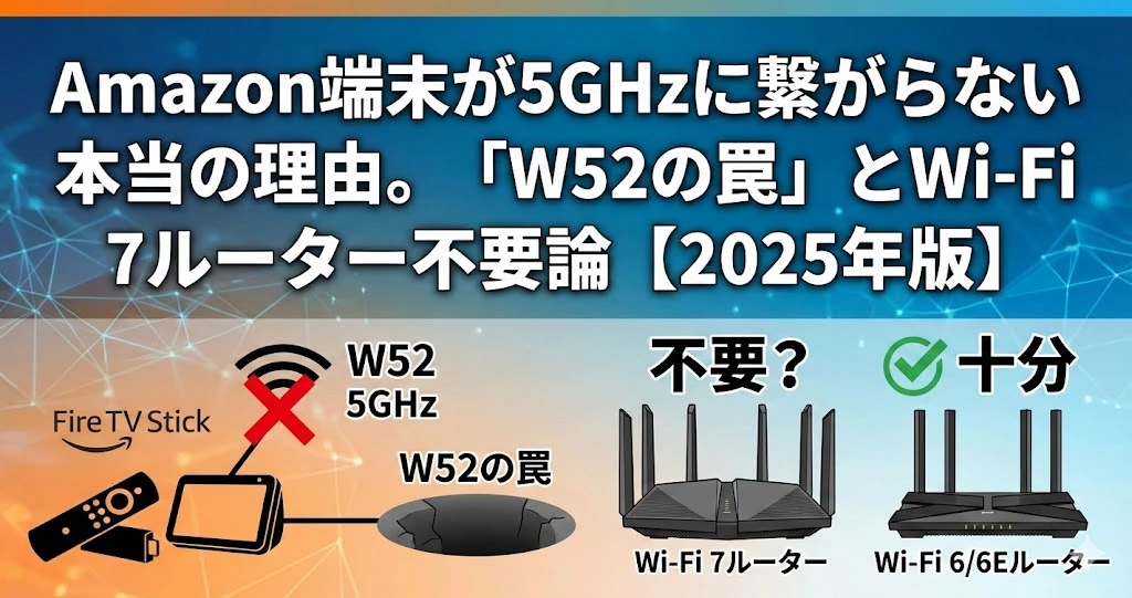 Amazon端末が5GHzに繋がらない本当の理由。 「W52の罠」とWi-Fi 7ルーター不要論【2026年版】