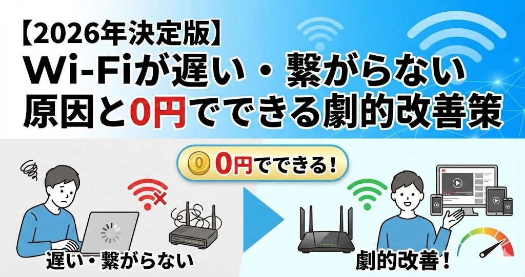 【2026年決定版】Wi-Fiが遅い・繋がらない 原因と0円でできる劇的改善策