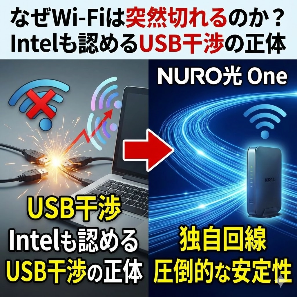 なぜWi-Fiは突然切れるのか？Intelも認めるUSB干渉の正体と、独自回線NURO光 Oneが誇る圧倒的な安定性