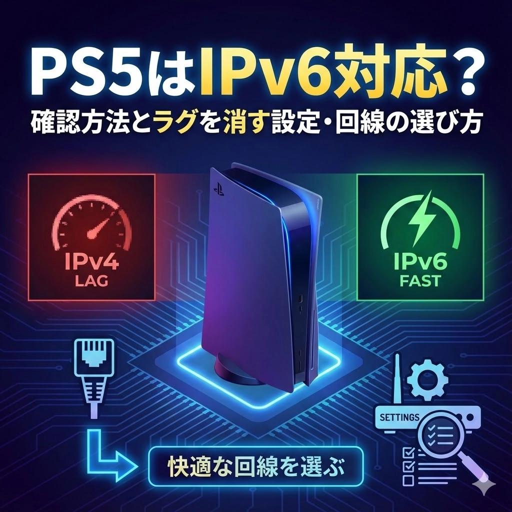 PS5はIPv6対応？確認方法とラグを消す設定・回線の選び方