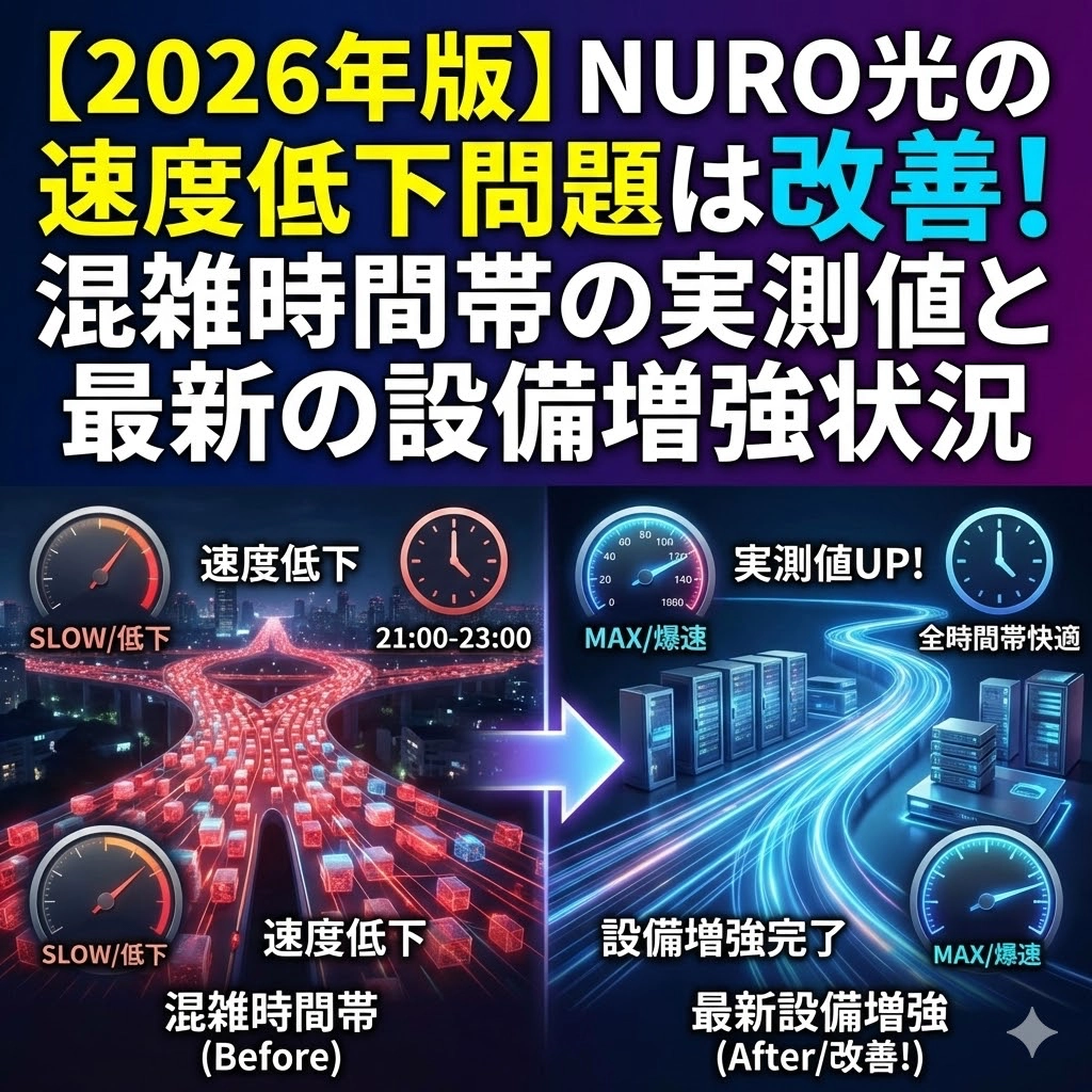 【2026年版】NURO光の速度低下問題は改善！混雑時間帯の実測値と最新の設備増強状況