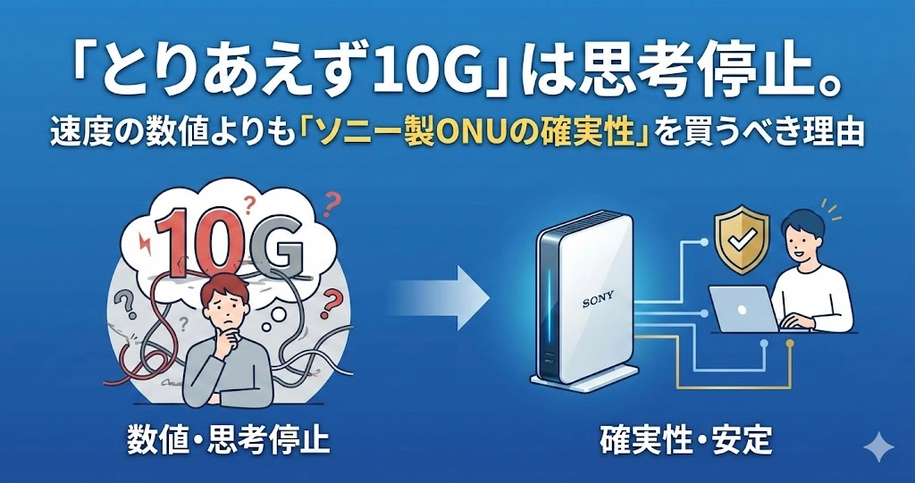 「とりあえず10G」は思考停止。 速度の数値よりも「ソニー製ONUの確実性」を買うべき理由
