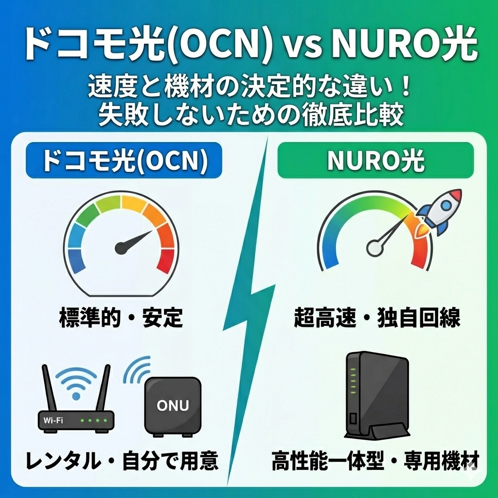 ドコモ光(OCN)か、NURO光か。 失敗しないために知っておくべき 「速度と機材」の決定的な違い