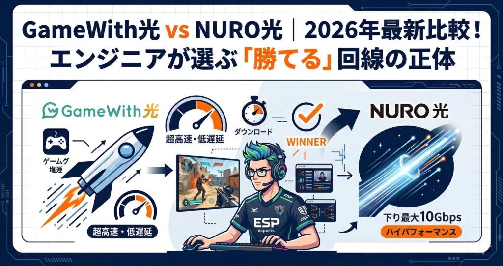 GameWith光 vs NURO光|2026年最新比較!エンジニアが選ぶ「勝てる」回線の正体